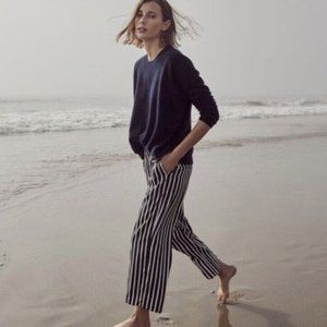 J. Crew Navy Blue & White Stripe Silky Pants Size 2